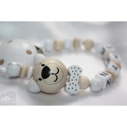 3D White Bear with Bow Personalised Wooden Dummy clip / Chain