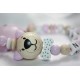 3D Pink Bear with Bow Personalised Wooden Dummy clip / Chain