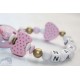 Baby Pink Bow Personalised Wooden Dummy clip / Chain