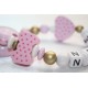 Baby Pink Bow Personalised Wooden Dummy clip / Chain