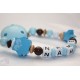 Blue Owl & Star Personalised Wooden Dummy clip / Chain