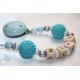 Blue Crochet Personalised Wooden Dummy clip / Chain