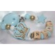Blue Big Crown Personalised Wooden Dummy Clip, Holder,Strap, Chain