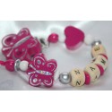 Hot Pink Butterfly Personalised Wooden Dummy Clip/Chain