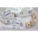 White Butterfly Personalised Wooden Dummy Clip/Chain