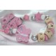 Pink Butterfly Personalised Wooden Dummy Clip/Chain