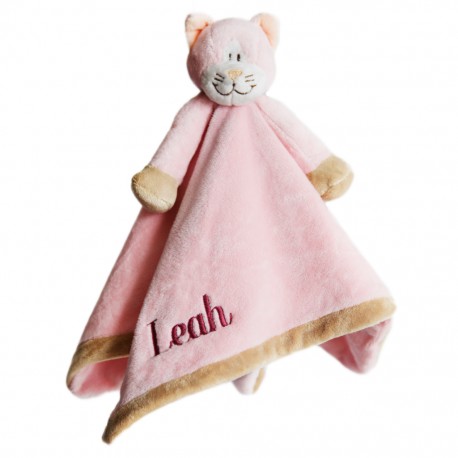 PERSONALISED Teddykompaniet - Diinglisar Pink CAT - Baby Comfort Blanket