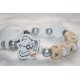 White / Silver Big Crown Personalised Wooden Dummy Clip, Holder,Strap, Chain