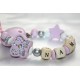 Pink / Silver Big Crown Personalised Wooden Dummy Clip, Holder,Strap, Chain