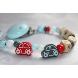 Two Car's -Red & Grey Personalised Wooden Dummy Chain