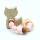 Wooden Baby Bracelet Animal Shaped Jewelry Teething For Baby Organic Wood Silicone Beads Baby Accessories Toys CAT