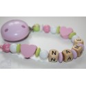 Little Heart Personalised Wooden Dummy Clip / Chain