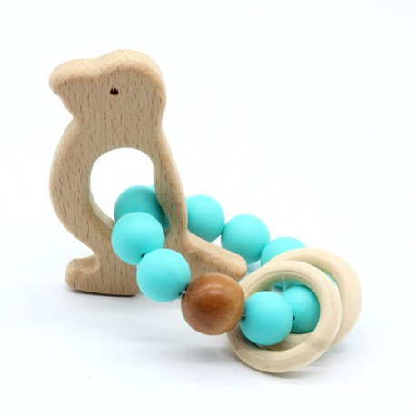 Wooden Baby Bracelet Animal Shaped Jewelry Teething For Baby Organic Wood Silicone Beads Baby Accessories Toys BEARD