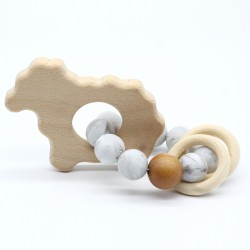 Wooden Baby Bracelet Animal Shaped Jewelry Teething For Baby Organic Wood Silicone Beads Baby Accessories Toys SHEEP