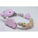 Pink Cloud Personalised Wooden Dummy clip / Chain