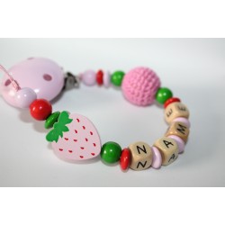 STRAWBERRY & BALL Personalised Wooden Dummy Clip / Chain