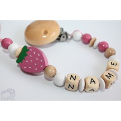 STRAWBERRY Personalised Wooden Dummy Clip / Chain