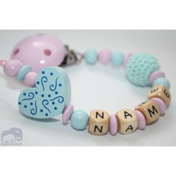 BLUE HEART Personalised Wooden Dummy Clip / Chain