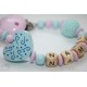 BLUE HEART Personalised Wooden Dummy Clip / Chain