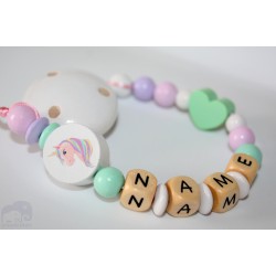 UNICORN Personalised Wooden Dummy Clip / Chain