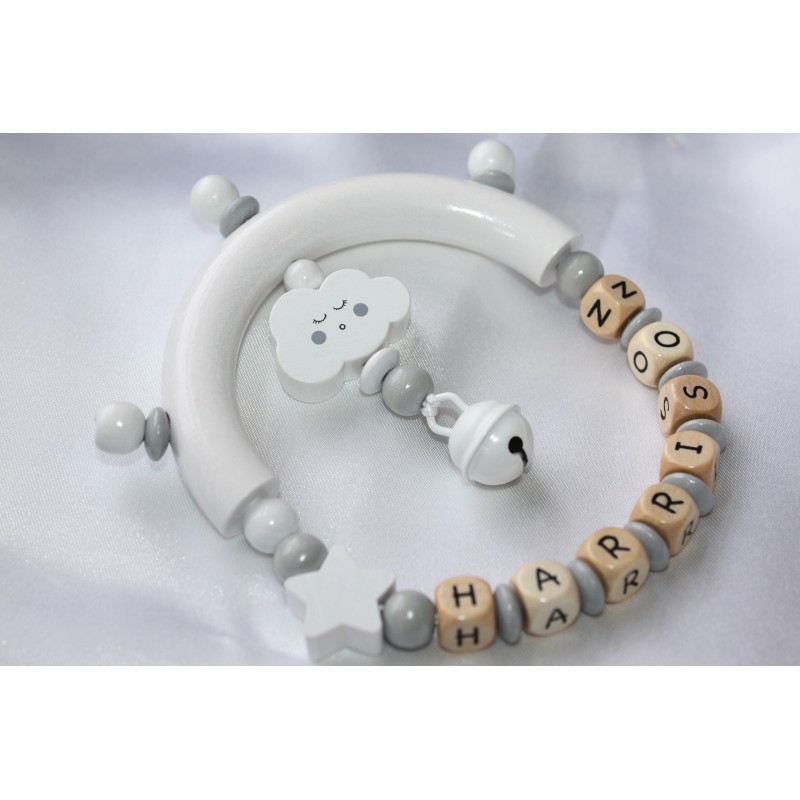 personalised wooden baby rattle