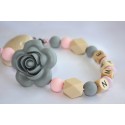 Grey Rose Personalised Wooden Dummy Clip , Silicone Chain