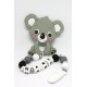 Personalised silicone Tetther / Dummy Clip - Grey Koala