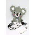 Personalised silicone Tetther / Dummy Clip - Grey Koala