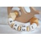 Personalised Teether baby wooden, silicone beads - WHALE