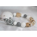 Grey Turtle Personalised Wooden Dummy Chain , Silicone Dummy Clip