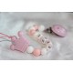 Pink Crown Personalised Wooden Dummy Chain , Silicone Dummy Clip
