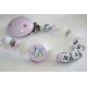 Pink Star Shamballa / Personalised Wooden Dummy Clip / Chain / Holder / Pacifier /shower gift