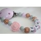 Silicone Rose /Crystal Effect / Shamballa Crystal Personalised Wooden Dummy Clip / Chain / Holder / Pacifier /shower gift