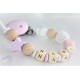 Personalised Pink Star Crochet Wooden Dummy Clip /wooden pacifier holder pacifier chain
