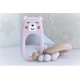 PINK Bear Teether Baby Rattle Ring Toys, Silicone & Beech Wood Teething Bracelets for Babes, Cute Baby Chew Toys Nursing Gifts