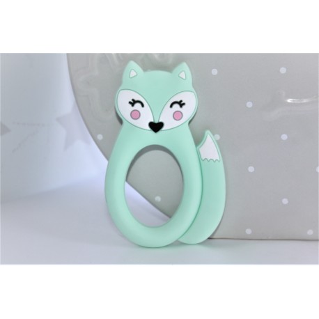 Mint silicone fox teether ,teething baby, baby gift,