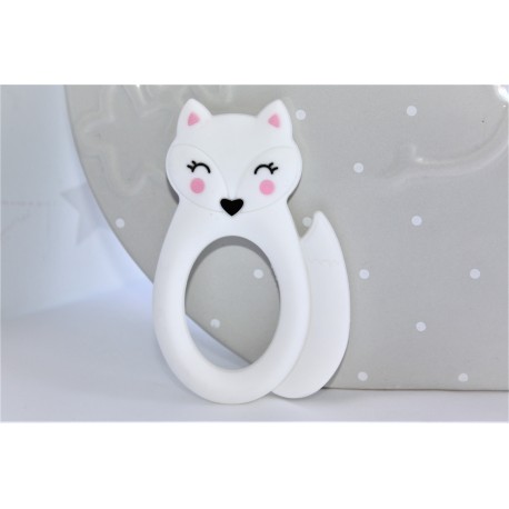White Silicone fox teether ,Teething Baby, Baby gift