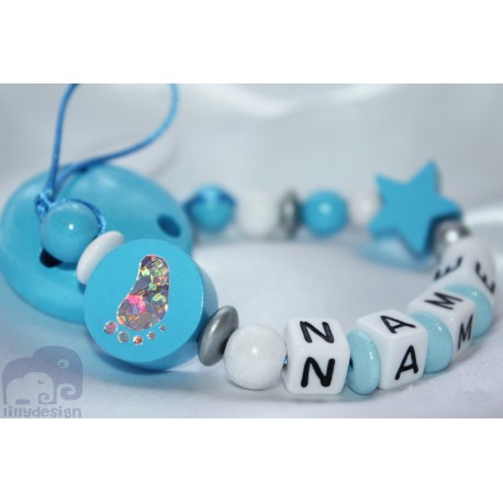 Foot Blue Personalised Wooden Dummy clip / Chain