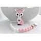 Deer teether, silicone teether, Dummy clip- Pink