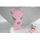 Deer teether, silicone teether, Dummy clip- Pink