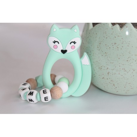 Baby Gift Newborn Teether Personalised Silicone Teething - MINT FOX
