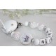 White Shiny Glitter Crown Personalised Wooden Dummy clip / Chain