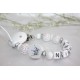 White Shiny Glitter Crown Personalised Wooden Dummy clip / Chain