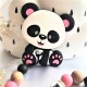 Personalised Sillicone Teether ,Dummy Clip Baby Teether - PINK Panda