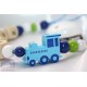 Blue Train Personalised Wooden Dummy clip / Chain