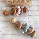 Wooden Rattle - Pink , Marble - Wooden Silicone Rattle, Wooden Teether