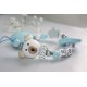 3D BLUE Teddy Bear & Teething Personalised Wooden Dummy Chain, Dummy Clip, Pacifer clip, Baby Teether, Baby shower Gift