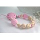Wooden Dummy clip , Personalised Pink Heart Crochet Chain