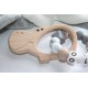 Personalised Wooden Silicone Baby Rattle Teething Toy -Grey