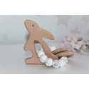 Bunny Teether, Wooden Rattle , Wooden Teether - MARBLE